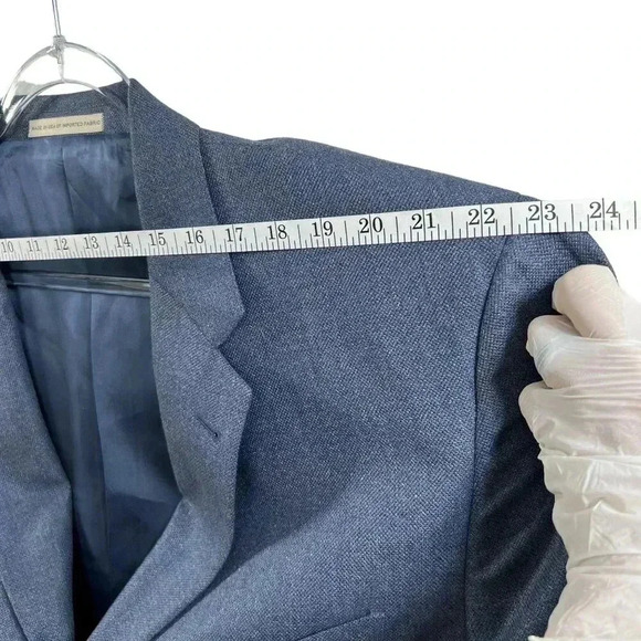 Joseph Abboud 48R 55% SILK 45% WOOL American Soft Jacket Blue Check Parisian USA - Picture 9 of 16